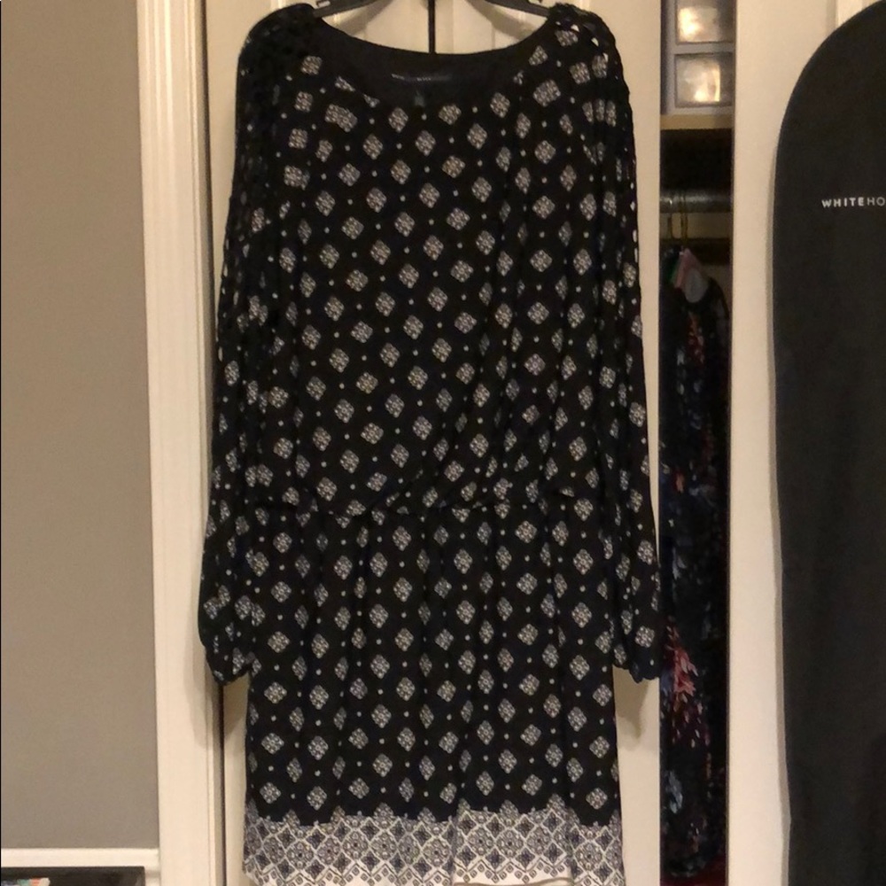 WHBM Black & White Blouson Dress